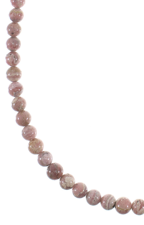 Southwest Sterling Silver Rhodochrosite Bead Necklace AX91276